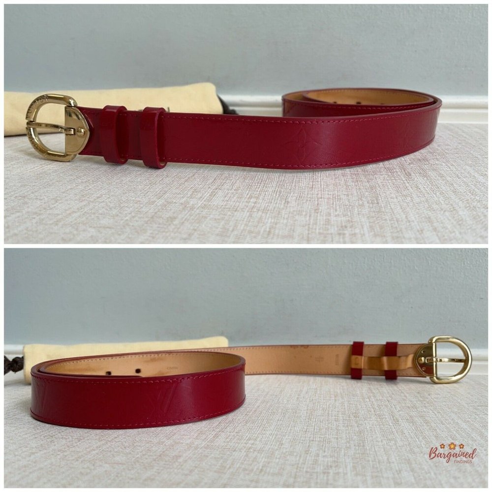 Authentic Louis Vuitton Pomme D'Amour Monogram Vernis LV Frame Belt Size 80/32 - Picture 10 of 13